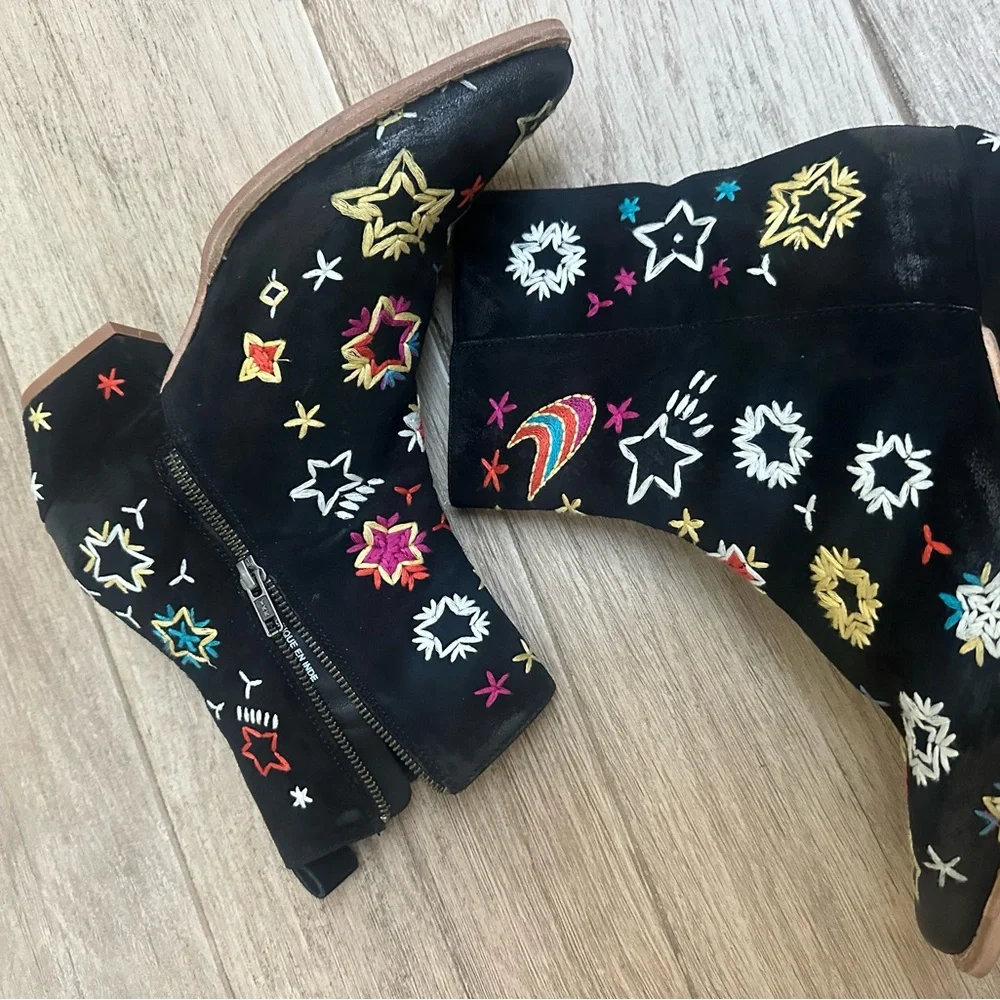 NWT Free People Embroidered Black Ankle Boots